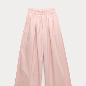 Popelínové natahovací kalhoty s širokými nohavicemi z čisté bavlny, Marks&Spencer, 1199 Kč