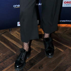 ...a nízké lesklé polobotky doplní trendy síťovinou, která zaujme na první pohled.