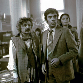 snímek z filmu Trhák (Ladislav Smoljak, Petr Čepek)