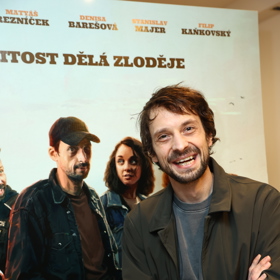 Matyáš Řezníček na představení filmu Poberta.