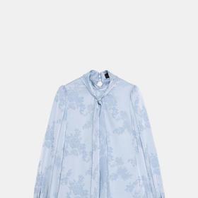 Saténová žakárová košile s vázačkou, Zara, 849 Kč