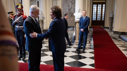 FOTO: Prezident Petr Pavel s argentinským protějškem Javierem Milei.