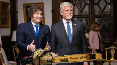 FOTO: Prezident Petr Pavel s argentinským protějškem Javierem Milei.