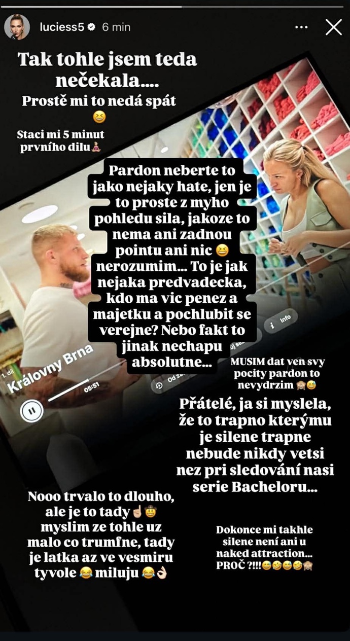 FOTO: Lucie Široká zkritizovala novou reality show.