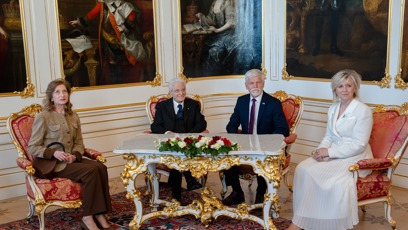 FOTO: Italský prezident a český prezident se setkali v Praze.