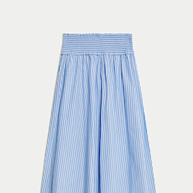 Pruhovaná midi sukně áčkového střihu z čisté bavlny, Marks&Spencer, 1199 Kč