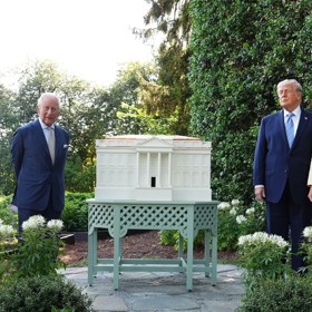 Královský pár a prezidentský pár v Bílém domě.