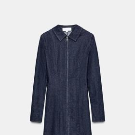 Džínové šaty s límečkem a zipem, Zara, 999 Kč