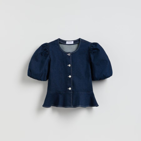 Džínová halenka s volánkem peplum, Reserved, 759 Kč