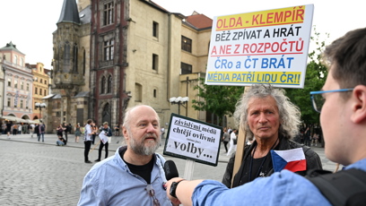 FOTO: Demonstrant na Staroměstském náěmstí.