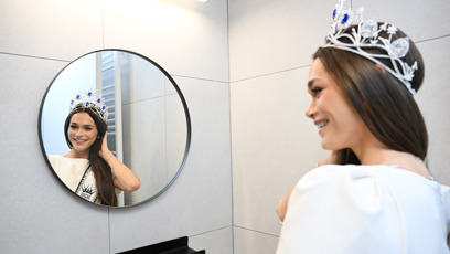 FOTO: Lucie Pisková v koupelně.