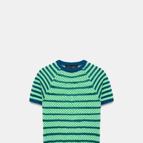 Úpletový top s proužky a puntíky, Zara, 499 Kč