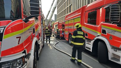 FOTO: Požár hotelu v Hybernské ulici.