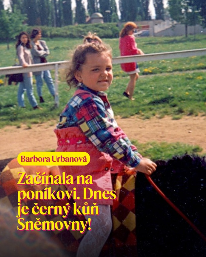 FOTO: „Začínala na poníkovi. Dnes je černý kůň Sněmovny,“ uvádí hnutí STAN na svém Instagramu k fotografii Barbory Urbanové.