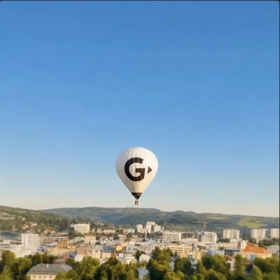 Horkovzdušný balón s logem projektu G křižoval oblohu a lákal na novou streamovací službu.