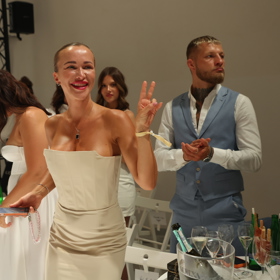 Nela Slováková s Radkem Roušalem na módní přehlídce Poner.