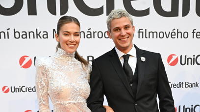 FOTO: Andrea Bezděková a Sebastian na party UniCredit Bank ve Varech.