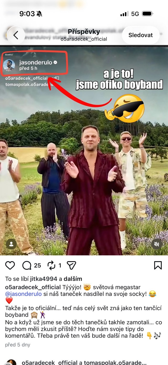 Jason Derulo sdílel video O5 a Radečka. A Tomáš Polák teď míří do StarDance Jason Derulo sdílel video O5 a Radečka. A Tomáš Polák teď míří do StarDance