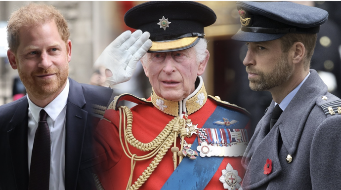 Foto k tématům princ Harry (Henry z Walesu), princ William (vévoda z Cambridge), král Karel III.