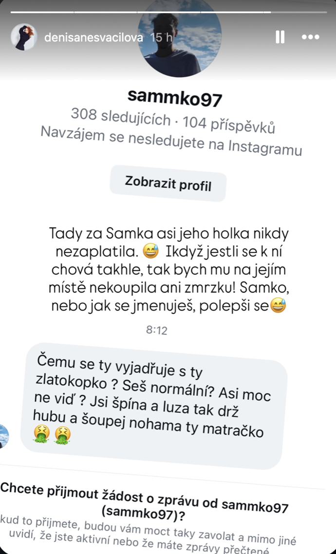 FOTO: Jeden z uživatelů pak Denisu Nesvačilovou zkritizoval.