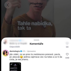 Pavel Tóth se navezl do Domi Alagii, ta si to nenechala líbit a zveřejnila konverzaci s Pavlem.