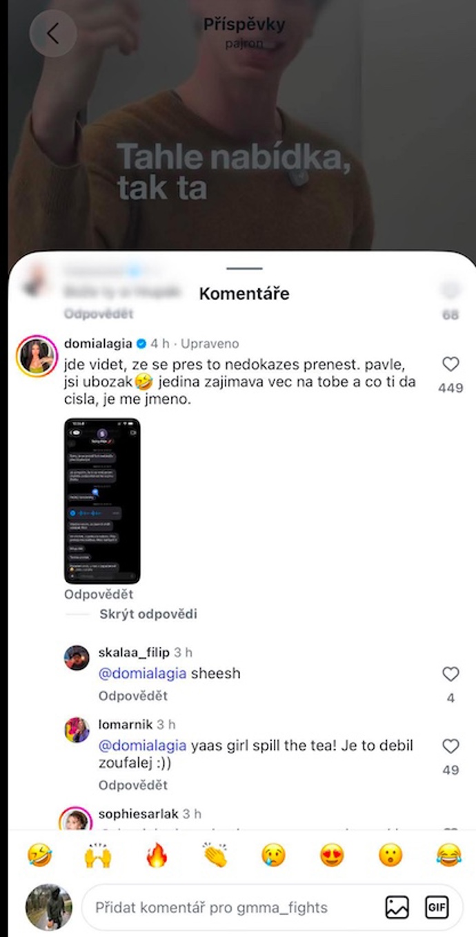 FOTO: Pavel Tóth se navezl do Domi Alagia, ta si to nenechala líbit a zveřejnila konverzaci s Pavlem. – stránka 5