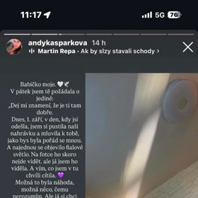 Andrea Kašpárková přišla o milovanou babičku.