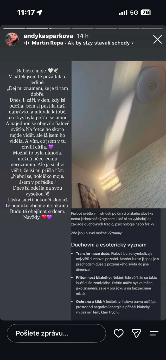 FOTO: Andrea Kašpárková přišla o milovanou babičku.