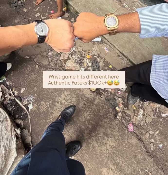 FOTO: Šéf značky GymBeam se chlubil drahými hodinkami v indickém slumu. Nechutné!, píšou lidi na sociálních sítích. – stránka 2