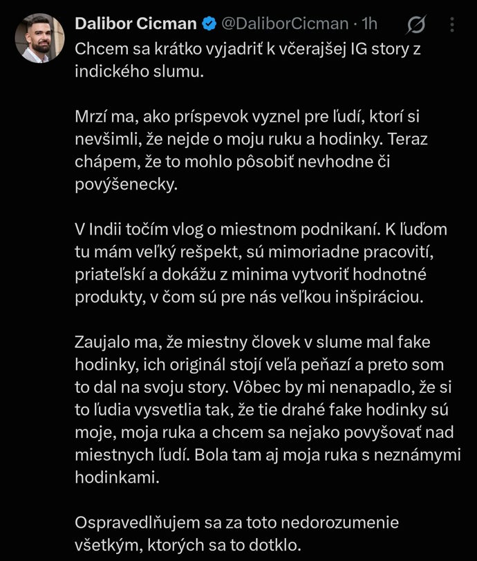 FOTO: Dalibor Cicman se to následně snažil vysvětlit na sociálních sítích tím, že to prý nebyla jeho ruka. – stránka 1