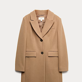 Dlouhý kabát mírně projmutého střihu s límcem, Marks&Spencer, 2399 Kč