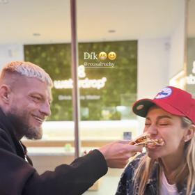 Radek Roušal s Bárou Mlejnkovou po zápase s Magardem.