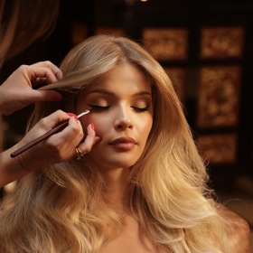 Playmate Melanie během příprav na focení.