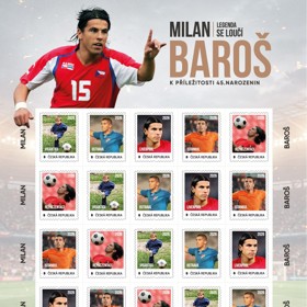 Milan Baroš slaví 45.narozeniny. Česká Pošta vydává jeho vlastní známky.