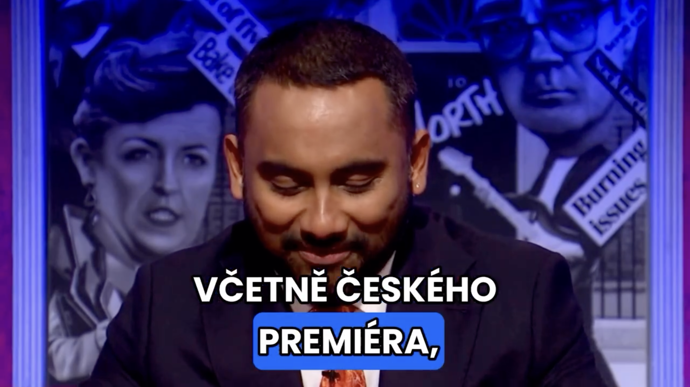 FOTO: Moderátor Amol Rajan uvedl Babišův výrok v britské satirické show Have I Got News for You. – stránka 7